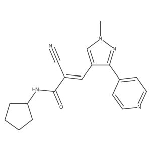 2-cyano-N-cyclopentyl-3-[1-methyl-3-(pyridin-4-yl)-1H-pyrazol-4-yl]prop-2-enamide结构式