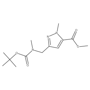 methyl 3-(((tert-butoxycarbonyl)(methyl)amino)methyl)-1-methyl-1H-pyrazole-5-carboxylate结构式