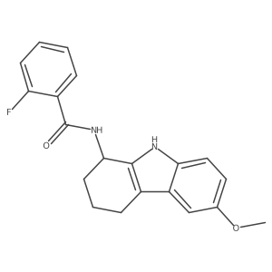 2-fluoro-N-(6-methoxy-2,3,4,9-tetrahydro-1H-carbazol-1-yl)benzamide Structure