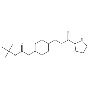 Carbamic acid, [trans-4-[[[(2S)-2-pyrrolidinylcarbonyl]amino]methyl]cyclohexyl]-, 1,1-dimethylethyl ester结构式