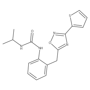 1-Isopropyl-3-(2-((3-(thiophen-2-yl)-1,2,4-oxadiazol-5-yl)methyl)phenyl)urea结构式