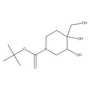 Rel-tert-butyl (3S,4R)-3,4-dihydroxy-4-(hydroxymethyl)piperidine-1-carboxylate结构式