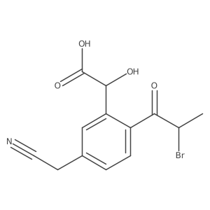 CC(Br)C(=O)c1ccc(CC#N)cc1C(O)C(=O)O结构式