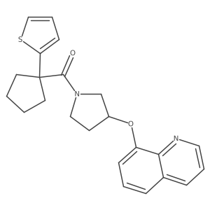 (3-(Quinolin-8-yloxy)pyrrolidin-1-yl)(1-(thiophen-2-yl)cyclopentyl)methanone Structure
