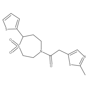 1-(1,1-Dioxido-7-(thiophen-2-yl)-1,4-thiazepan-4-yl)-2-(2-methylthiazol-5-yl)ethanone Structure