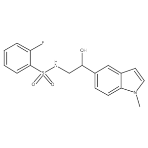 2-fluoro-N-(2-hydroxy-2-(1-methyl-1H-indol-5-yl)ethyl)benzenesulfonamide结构式