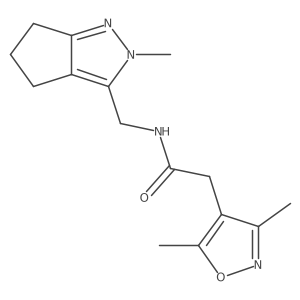 2-(3,5-dimethylisoxazol-4-yl)-N-((2-methyl-2,4,5,6-tetrahydrocyclopenta[c]pyrazol-3-yl)methyl)acetamide结构式
