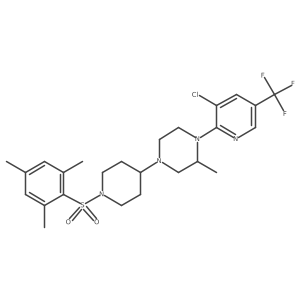 1-[3-Chloro-5-(trifluoromethyl)pyridin-2-yl]-2-methyl-4-[1-(2,4,6-trimethylbenzenesulfonyl)piperidin-4-yl]piperazine Structure