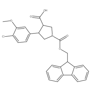 rac-(3R,4S)-4-(4-chloro-3-methoxyphenyl)-1-{[(9H-fluoren-9-yl)methoxy]carbonyl}pyrrolidine-3-carboxylic acid Structure