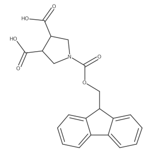 rac-(3R,4R)-1-{[(9H-fluoren-9-yl)methoxy]carbonyl}pyrrolidine-3,4-dicarboxylic acid, trans结构式