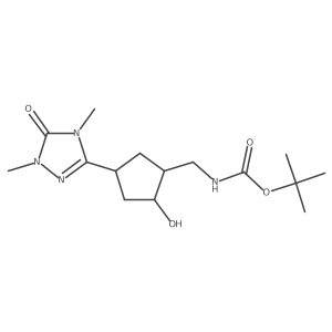 rac-tert-butyl N-{[(1R,2R,4S)-4-(1,4-dimethyl-5-oxo-4,5-dihydro-1H-1,2,4-triazol-3-yl)-2-hydroxycyclopentyl]methyl}carbamate结构式