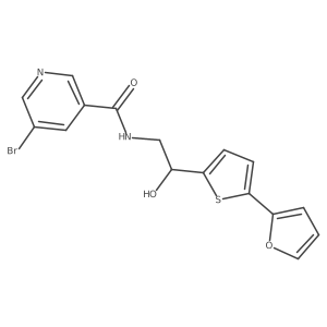 5-bromo-N-{2-[5-(furan-2-yl)thiophen-2-yl]-2-hydroxyethyl}pyridine-3-carboxamide结构式