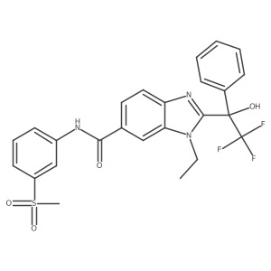1-Ethyl-N-(3-(methylsulfonyl)phenyl)-2-(2,2,2-trifluoro-1-hydroxy-1-phenylethyl)-1H-benzo[d]imidazole-6-carboxamide结构式