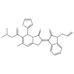 Isopropyl 2-(1-allyl-2-oxoindolin-3-ylidene)-7-methyl-3-oxo-5-(thiophen-2-yl)-3,5-dihydro-2H-thiazolo[3,2-a]pyrimidine-6-carboxylate Structure
