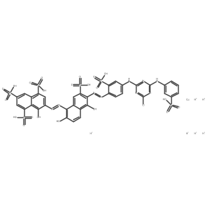 Cuprate(6-), (7-((6-((4-((4-chloro-6-((3-sulfophenyl)amino)-1,3,5-triazin-2-yl)amino)-2-sulfophenyl)azo)-2-(hydroxy-kappaO)-5-hydroxy-7-sulfo-1-naphthalenyl)azo-kappaN1)-8-(hydroxy-kappaO)-1,3,5-naphthalenetrisulfonato(8-))-, hexahydrogen Structure