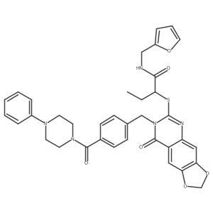 N-[(furan-2-yl)methyl]-2-[(8-oxo-7-{[4-(4-phenylpiperazine-1-carbonyl)phenyl]methyl}-2H,7H,8H-[1,3]dioxolo[4,5-g]quinazolin-6-yl)sulfanyl]butanamide结构式