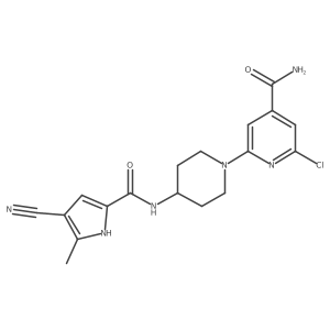 2-Chloro-6-(4-{[(4-cyano-5-methyl-1H-pyrrol-2-yl)carbonyl]amino}piperidin-1-yl)isonicotinamide结构式