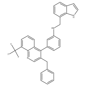 1H-Indole-7-methanamine, N-[3-[3-(phenylmethyl)-8-(trifluoromethyl)-4-quinolinyl]phenyl]-结构式