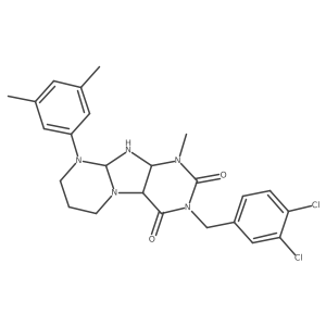3-[(3,4-dichlorophenyl)methyl]-9-(3,5-dimethylphenyl)-1-methyl-6,7,8,9a,10,10a-hexahydro-4aH-purino[7,8-a]pyrimidine-2,4-dione结构式