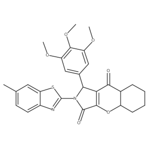 2-(6-methyl-1,3-benzothiazol-2-yl)-1-(3,4,5-trimethoxyphenyl)-4a,5,6,7,8,8a-hexahydro-1H-chromeno[2,3-c]pyrrole-3,9-dione结构式