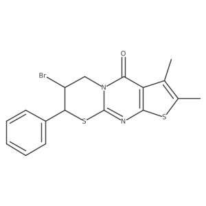 3-bromo-7,8-dimethyl-2-phenyl-5-hydro-2H,3H,4H-1,3-thiazaperhydroino[3,2-a]thi opheno[2,3-d]pyrimidin-6-one结构式