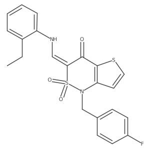 (Z)-3-(((2-ethylphenyl)amino)methylene)-1-(4-fluorobenzyl)-1H-thieno[3,2-c][1,2]thiazin-4(3H)-one 2,2-dioxide结构式