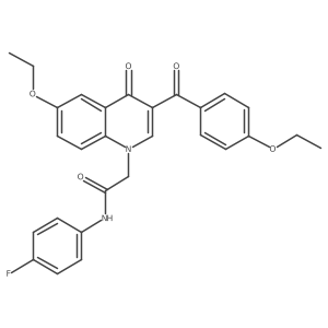 2-(6-ethoxy-3-(4-ethoxybenzoyl)-4-oxoquinolin-1(4H)-yl)-N-(4-fluorophenyl)acetamide结构式
