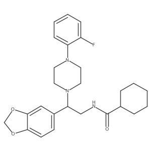 N-(2-(benzo[d][1,3]dioxol-5-yl)-2-(4-(2-fluorophenyl)piperazin-1-yl)ethyl)cyclohexanecarboxamide结构式