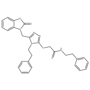 2-((5-((2-oxobenzo[d]thiazol-3(2H)-yl)methyl)-4-phenethyl-4H-1,2,4-triazol-3-yl)thio)-N-phenethylacetamide Structure