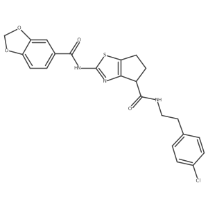 2-(benzo[d][1,3]dioxole-5-carboxamido)-N-(4-chlorophenethyl)-5,6-dihydro-4H-cyclopenta[d]thiazole-4-carboxamide结构式