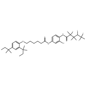 Hexanamide, 6-[2,4-bis(1,1-dimethylpropyl)phenoxy]-N-[3-hydroxy-4-[(octafluoro-1-oxopentyl)amino]phenyl]-(9CI) Structure