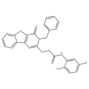 2-({5-benzyl-6-oxo-8-thia-3,5,10-triazatricyclo[7.4.0.0^{2,7}]trideca-1(9),2(7),3,10,12-pentaen-4-yl}sulfanyl)-N-(2,5-difluorophenyl)acetamide Structure