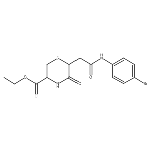Ethyl 6-(2-((4-bromophenyl)amino)-2-oxoethyl)-5-oxothiomorpholine-3-carboxylate结构式