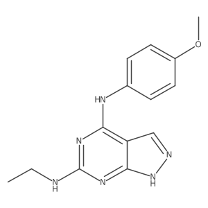 CCNc1nc(Nc2ccc(OC)cc2)c2cn[nH]c2n1结构式