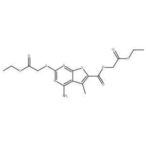 2-Ethoxy-2-oxoethyl 4-amino-2-((2-ethoxy-2-oxoethyl)thio)-5-methylthieno[2,3-d]pyrimidine-6-carboxylate Structure