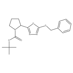Tert-butyl 2-[5-(benzylsulfanyl)-1,3,4-oxadiazol-2-yl]pyrrolidine-1-carboxylate结构式