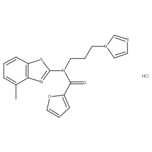 N-(3-(1H-imidazol-1-yl)propyl)-N-(4-methylbenzo[d]thiazol-2-yl)furan-2-carboxamide hydrochloride结构式