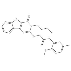 2-((3-butyl-4-oxo-3,4-dihydropyrido[3',2':4,5]thieno[3,2-d]pyrimidin-2-yl)thio)-N-(2-methoxy-5-methylphenyl)acetamide结构式