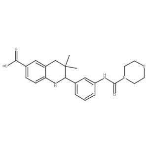3,3-Dimethyl-2-{3-[(morpholine-4-carbonyl)-amino]-phenyl}-1,2,3,4-tetrahydro-quinoline-6-carboxylic acid结构式