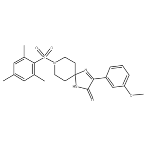 8-(Mesitylsulfonyl)-3-(3-methoxyphenyl)-1,4,8-triazaspiro[4.5]dec-3-en-2-one Structure