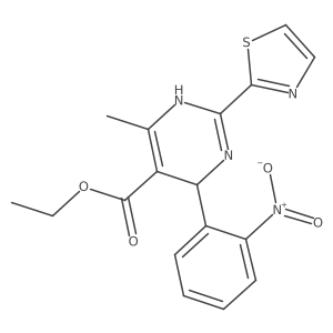 Ethyl 6-methyl-4-(2-nitrophenyl)-2-(thiazol-2-yl)-1,4-dihydropyrimidine-5-carboxylate结构式