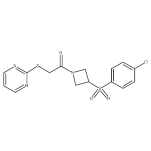 1-(3-((4-Chlorophenyl)sulfonyl)azetidin-1-yl)-2-(pyrimidin-2-ylthio)ethanone结构式