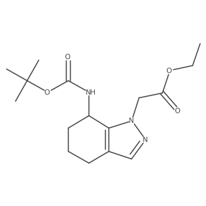 ethyl 2-(7-{[(tert-butoxy)carbonyl]amino}-4,5,6,7-tetrahydro-1H-indazol-1-yl)acetate结构式