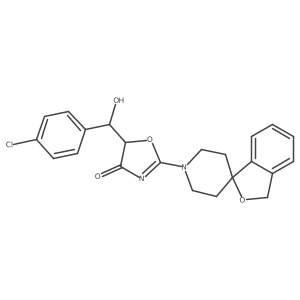 4(5H)-Oxazolone, 5-[(R)-(4-chlorophenyl)hydroxymethyl]-2-(spiro[isobenzofuran-1(3H),4a(2)-piperidin]-1a(2)-yl)-, (5S)-结构式