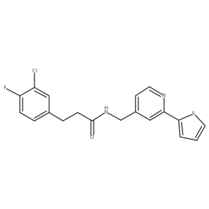 3-(3-chloro-4-fluorophenyl)-N-{[2-(thiophen-2-yl)pyridin-4-yl]methyl}propanamide结构式