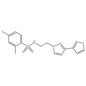 4-fluoro-2-methyl-N-(2-(3-(thiophen-3-yl)-1H-pyrazol-1-yl)ethyl)benzenesulfonamide Structure