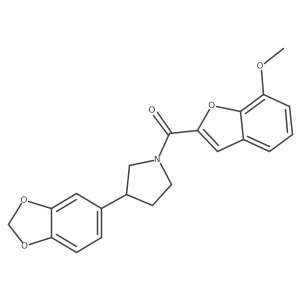 (3-(Benzo[d][1,3]dioxol-5-yl)pyrrolidin-1-yl)(7-methoxybenzofuran-2-yl)methanone结构式