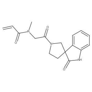 N-methyl-N-(2-oxo-2-{2-oxo-1,2-dihydrospiro[indole-3,3'-pyrrolidin]-1'-yl}ethyl)prop-2-enamide结构式