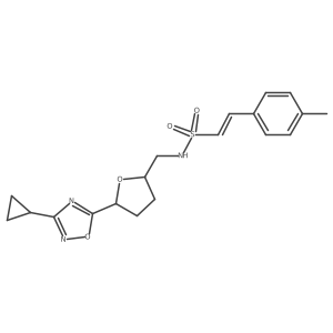 (E)-N-[[(2R,5S)-5-(3-Cyclopropyl-1,2,4-oxadiazol-5-yl)oxolan-2-yl]methyl]-2-(4-methylphenyl)ethenesulfonamide结构式