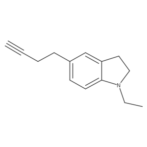 5-(but-3-yn-1-yl)-1-ethyl-2,3-dihydro-1H-indole结构式
